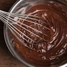 whisking the chocolate ganache