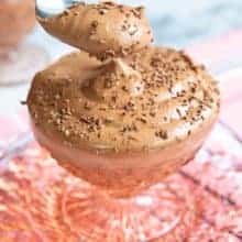 Fluffy Chocolate Mousse in Pink Depression Glass Sherbet