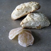 close up Candied Ginger Scones and candied gingers