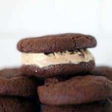 soft, chewy cocoa cookie with a spread of ice cream in the bottom and put a mate to make a sandwich