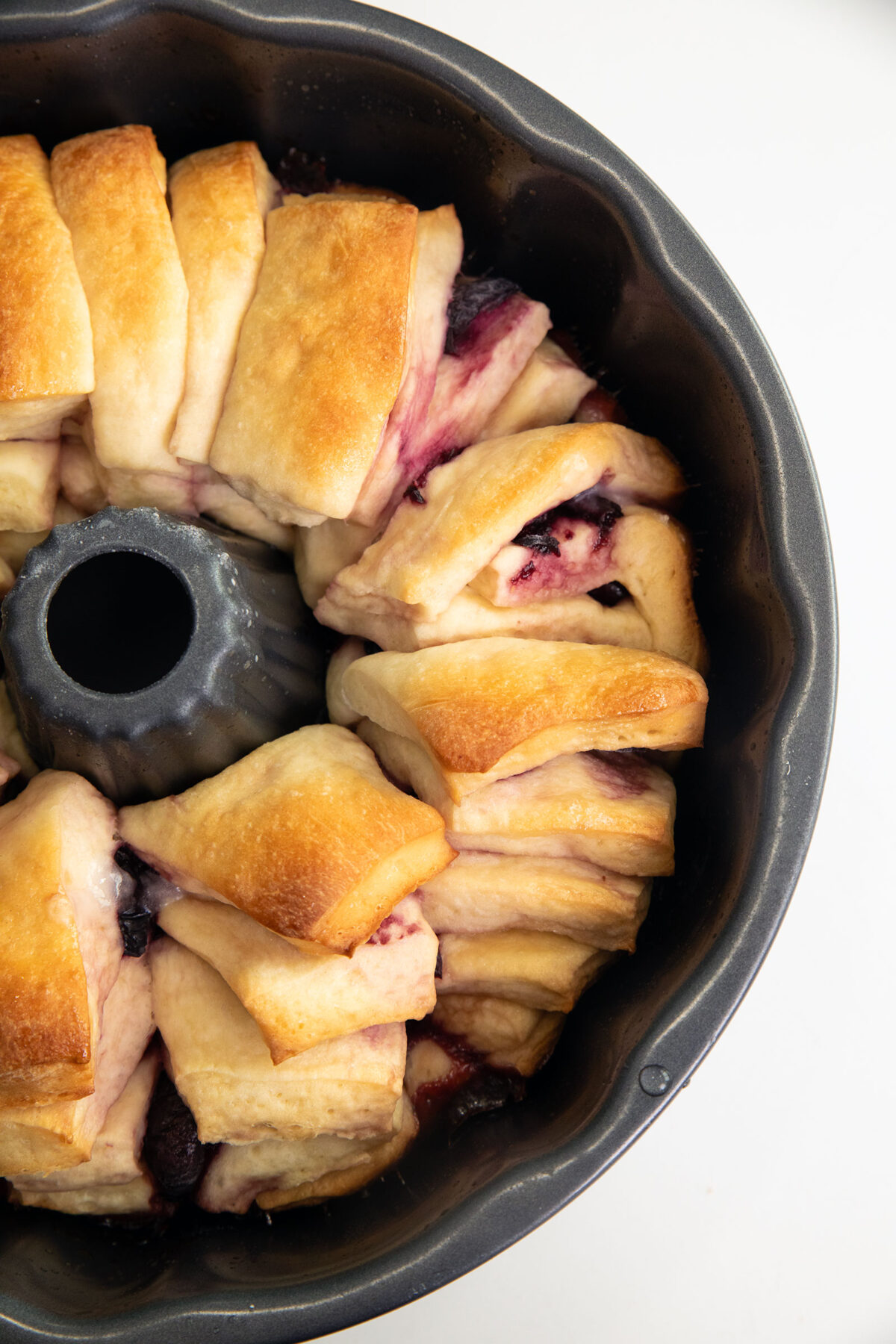 Cherry Cheesecake Pull Apart Loaf in a bundt pan