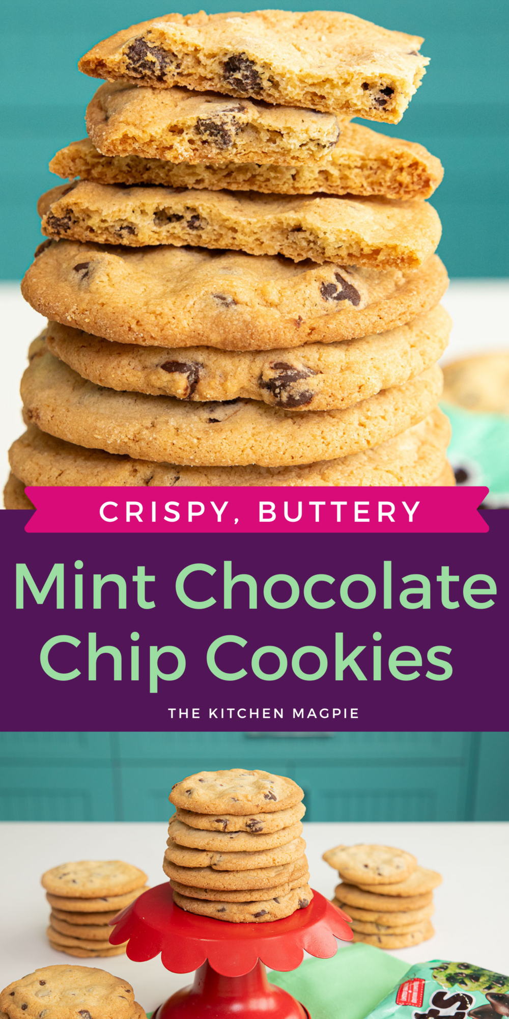 This crispy, buttery mint chocolate chip cookie recipe is the perfect cookie for those of you who love everything mint!