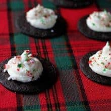 Close up of Peppermint Cheesecake Sprinkled with Crushed Candy Cane