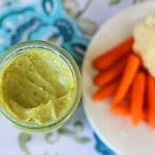 Top down shot of Homemade Honey, Lime & Garlic Avocado Dressing