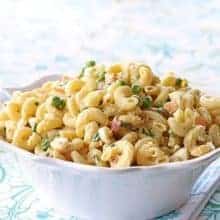 Retro Macaroni Picnic Salad in a white bowl