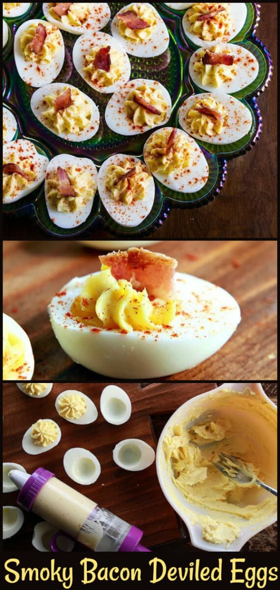 Smoky Bacon Deviled Eggs - The Kitchen Magpie