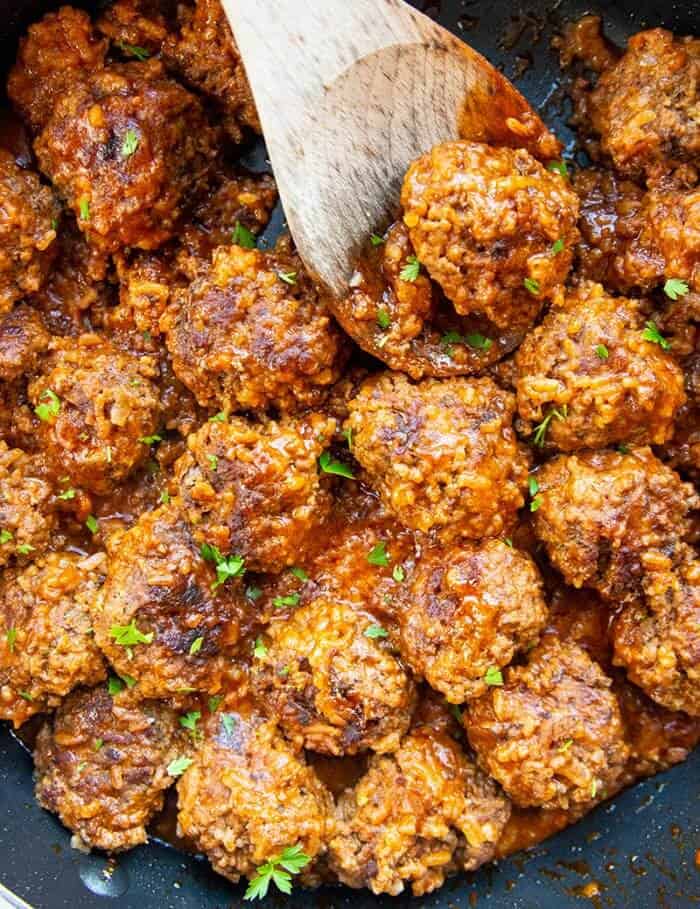 Classic Retro Porcupine Meatballs - The Kitchen Magpie