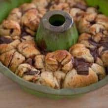 baked dough balls of Monkey Bread in a bundt pan