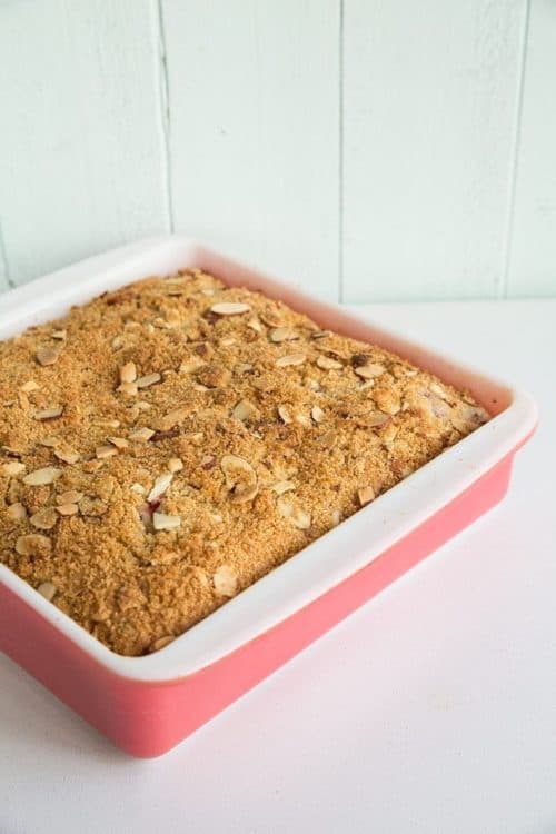 Strawberry Plum Crumb Cake - The Kitchen Magpie