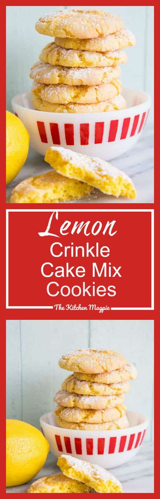 Lemon Crinkle Cake Mix Cookies - The Kitchen Magpie