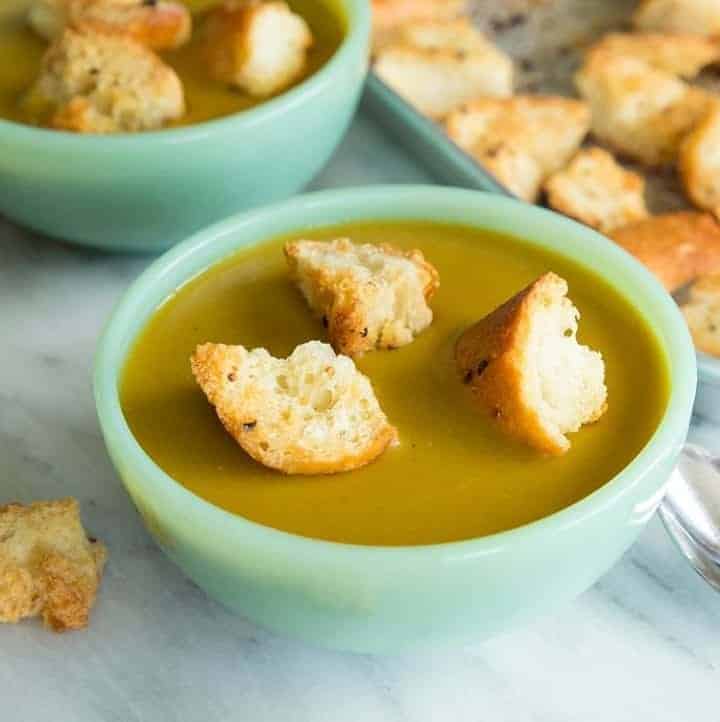 Vegan Curried Split Pea Soup with Homemade Garlic Croutons - The ...
