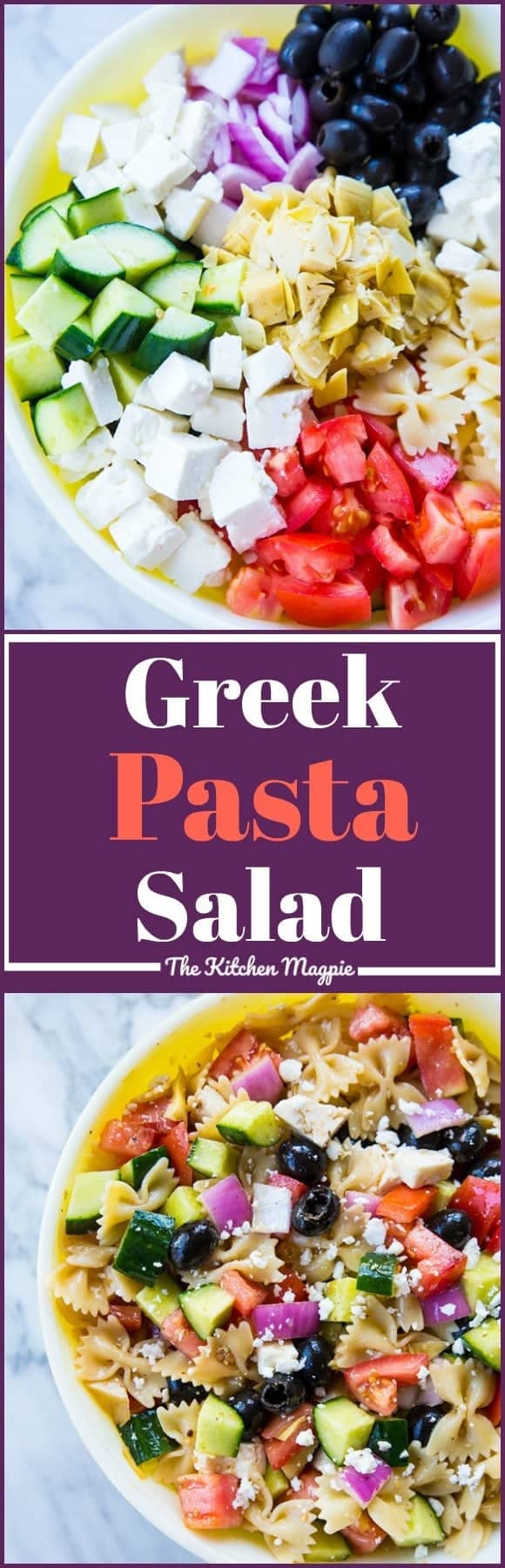 Fast & Easy Greek Pasta Salad - The Kitchen Magpie