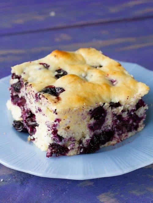 Lemon Blueberry Overnight Breakfast Cake - The Kitchen Magpie