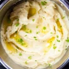 close up of Instant Pot Mashed Potatoes with parsley