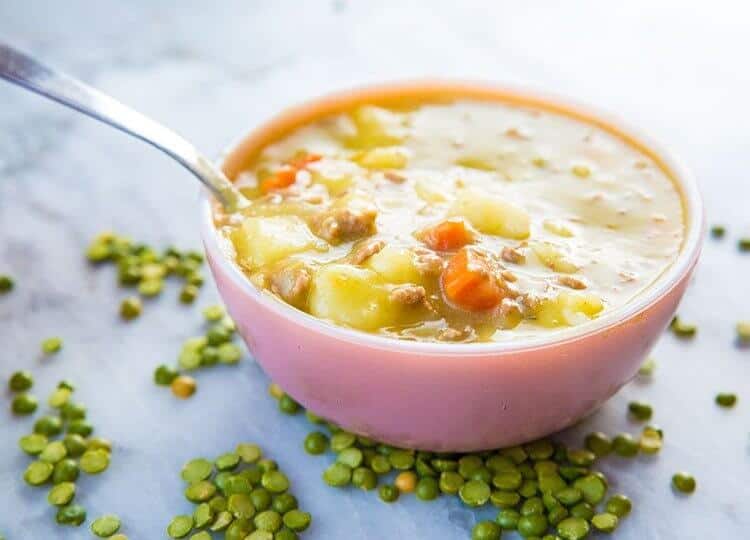 Creamy Split Pea Hamburger Soup - The Kitchen Magpie