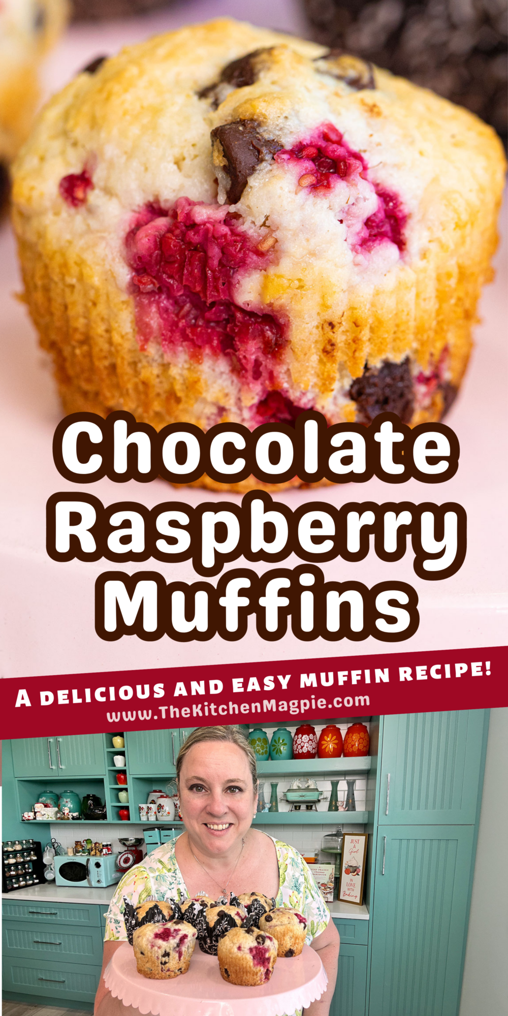 These decadent chocolate and raspberry muffins are the perfect flavor combination and make for a great breakfast or snack the whole family will love.