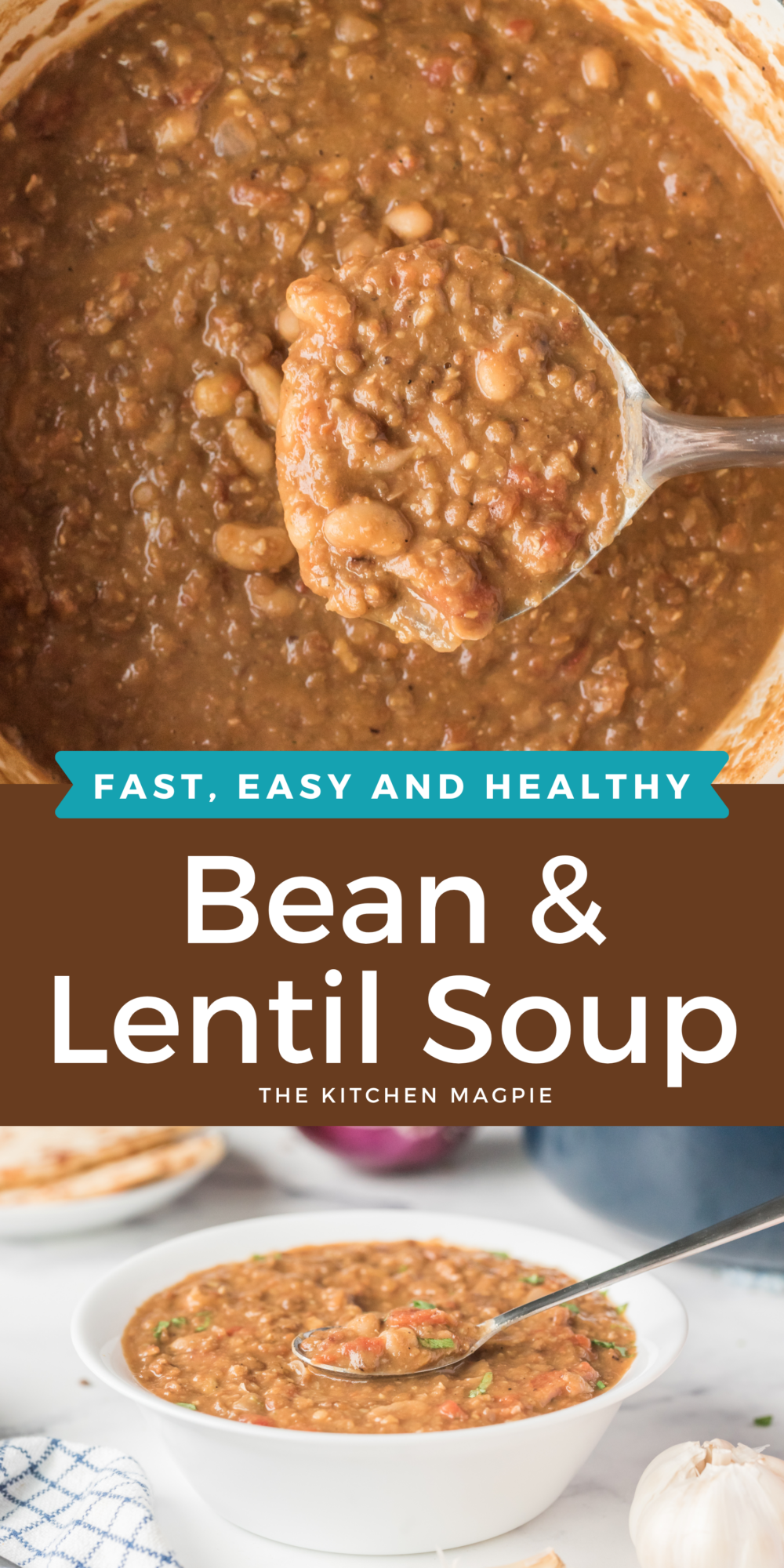 Spices, lentils, chickpeas, and beans all come together in an amazing soup that is tasty, vegetarian, and healthy.  