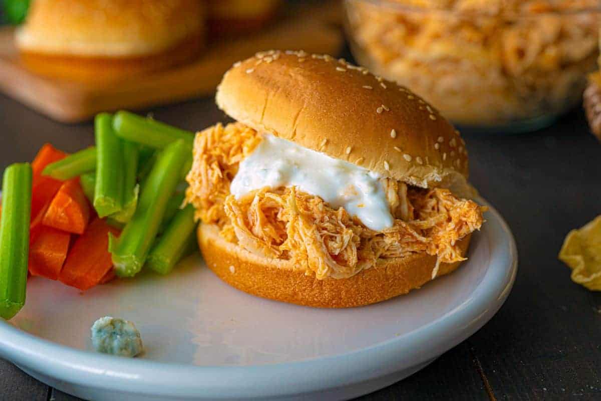 Basic Crock Pot Buffalo Chicken | The Kitchen Magpie