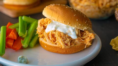 Slow Cooker Buffalo Chicken - One Happy Housewife