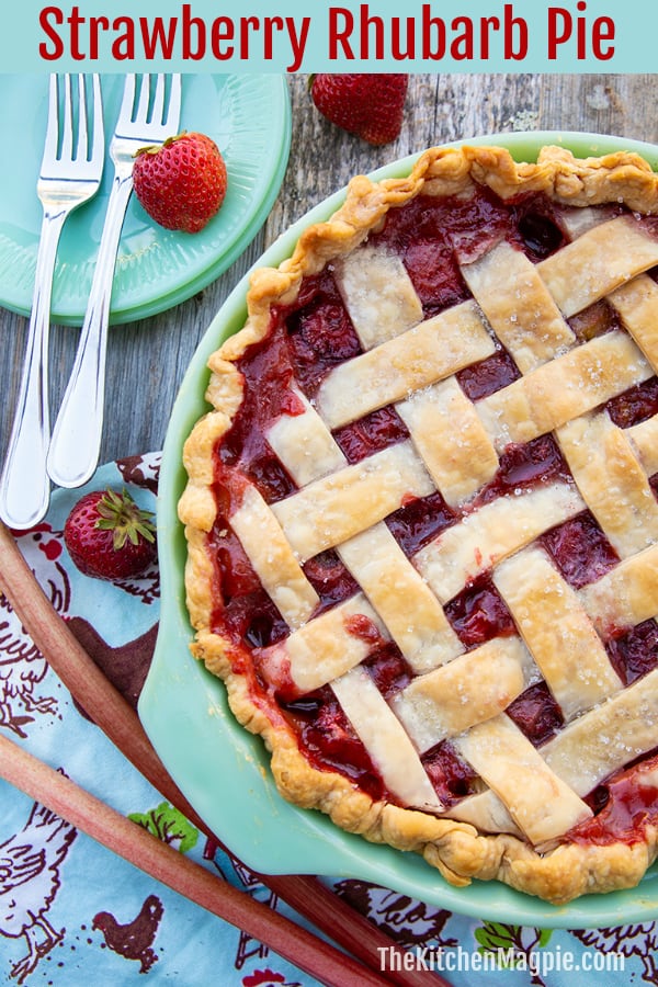 Nothing tastes like spring and summer like a Strawberry Rhubarb Pie - one of my favorite treats is those fresh strawberries and rhubarb baked up in a flaky pastry pie crust. #rhubarb #strawberry #pie 
