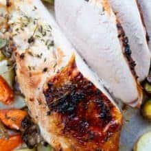 sliced Roast Turkey Breast with Buttery Herb & Garlic