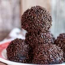 chewy and fudge-like rum balls or bourbon balls rolled in sprinkles