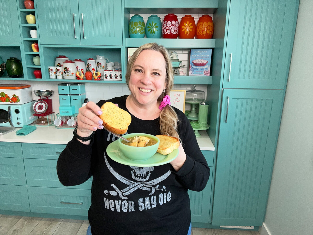 Karlynn Johnston and a bowl of her split pea soup recipe