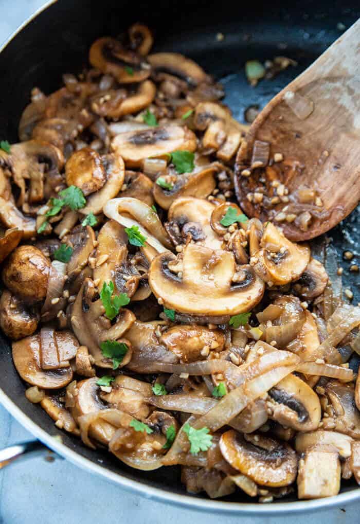 Garlic Balsamic Sauteed Mushrooms and Onions - The Kitchen Magpie