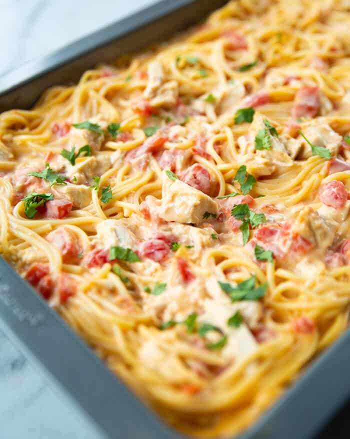 The BEST Cheesy Chicken Spaghetti From Scratch - The Kitchen Magpie