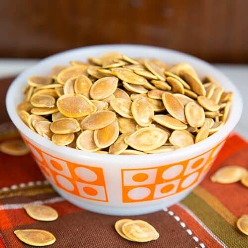 Salty, Crispy Roasted Pumpkin Seeds - The Kitchen Magpie