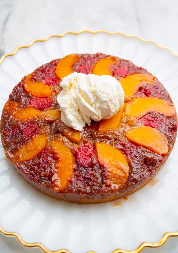 Peach Upside Down Cake - The Kitchen Magpie