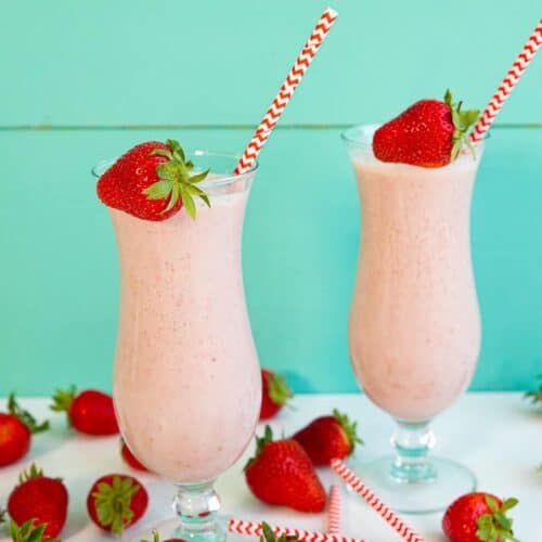 Strawberry Smoothies (Dairy-Free version included!) - The Kitchen Magpie