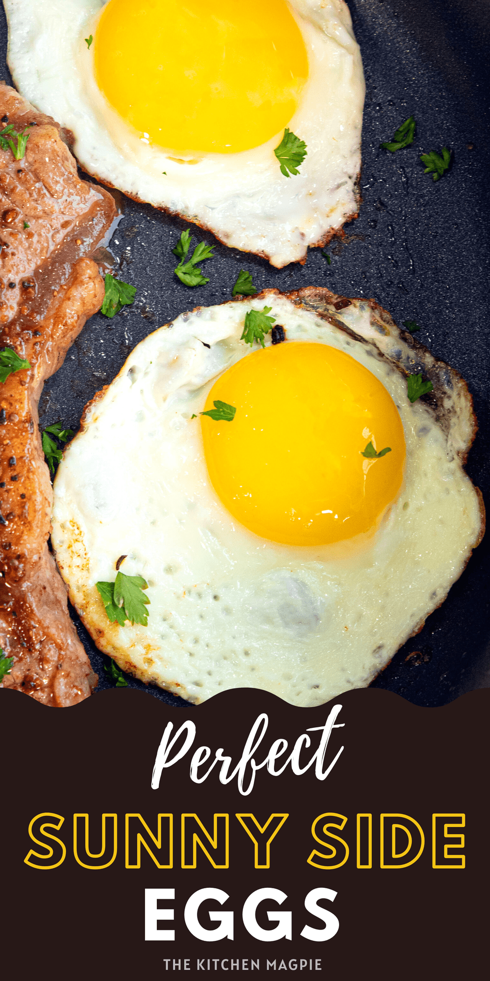 Sunny side up eggs with crispy browned bottoms are easy to make, if you know the right method! These are perfect for dipping toast into or topping your favorite dinner with!