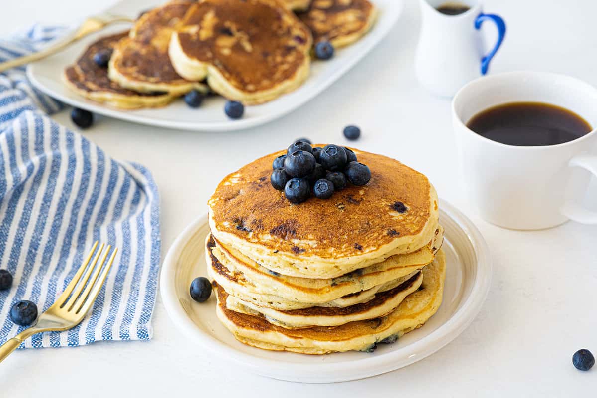 The BEST, Fluffiest Blueberry Pancakes Ever! - The Kitchen Magpie