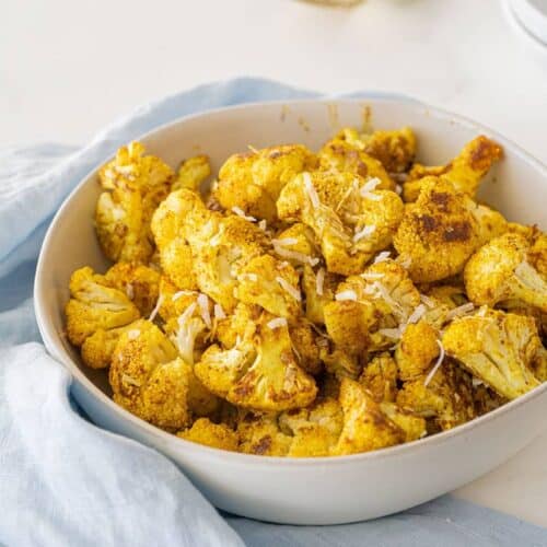 Honey & Curry Roasted Cauliflower - The Kitchen Magpie