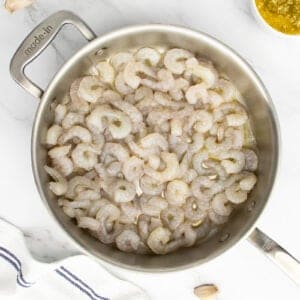 Garlic Butter Shrimp in pan uncooked