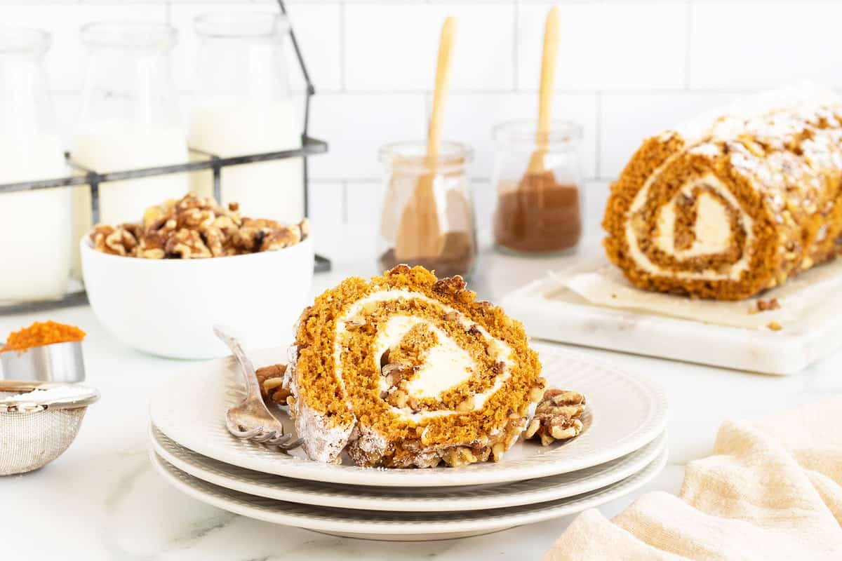 Classic Pumpkin Roll with Cream Cheese Filling Recipe - Lana's Cooking