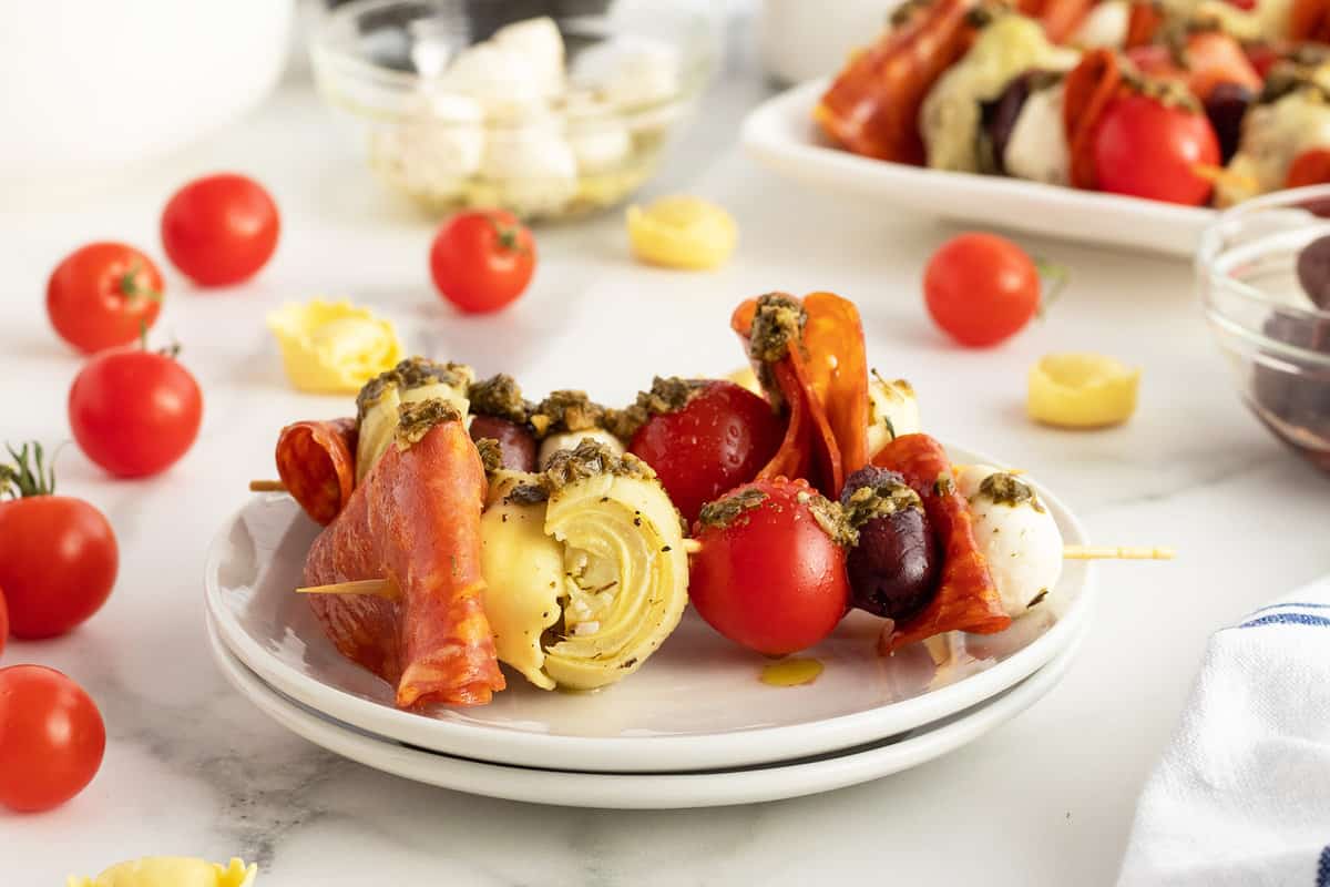 Antipasto Skewers with Tortellini - I Heart Vegetables