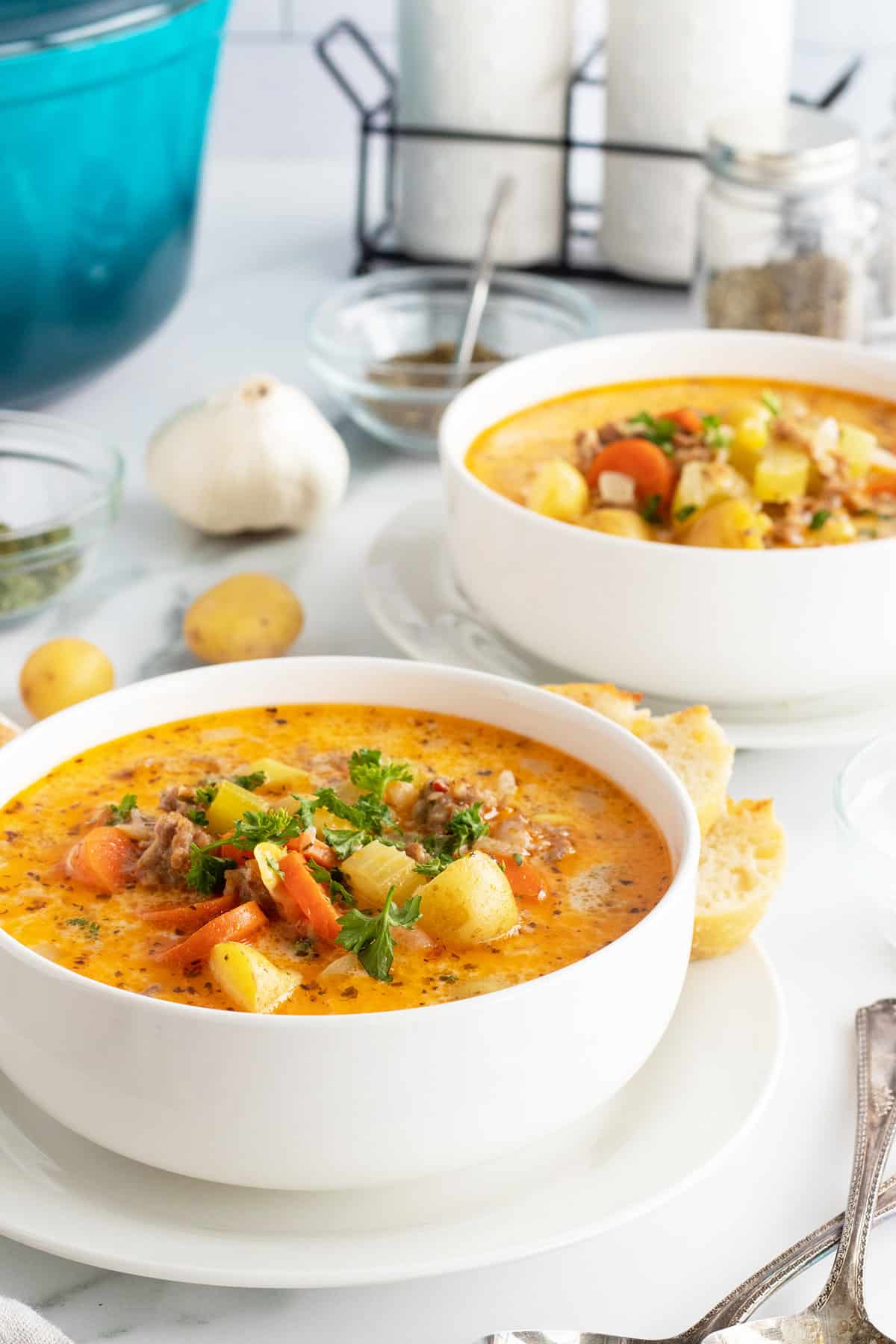 Creamy Sausage Potato Soup - The Kitchen Magpie