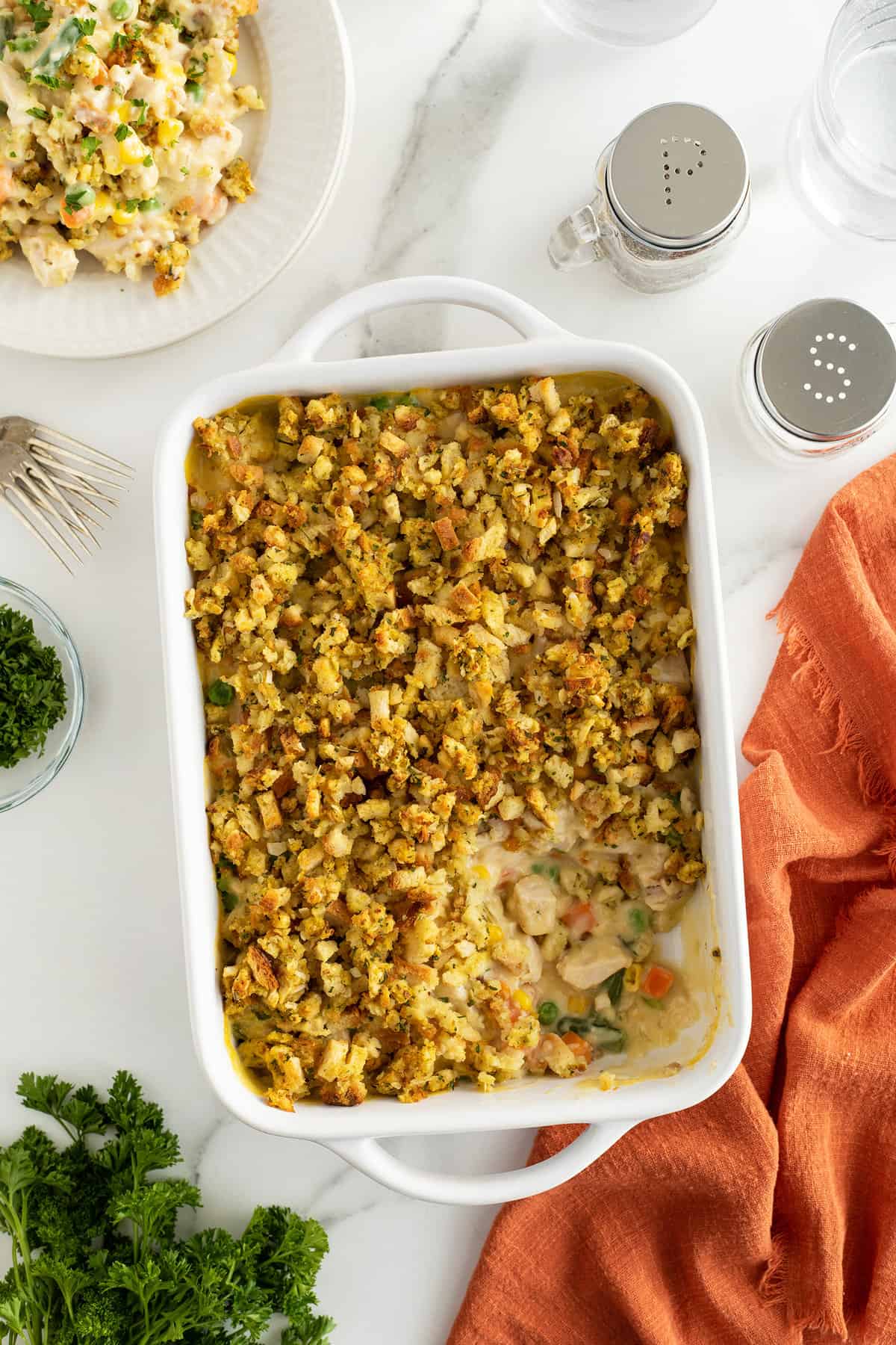 Chicken and Stuffing Casserole - The Kitchen Magpie