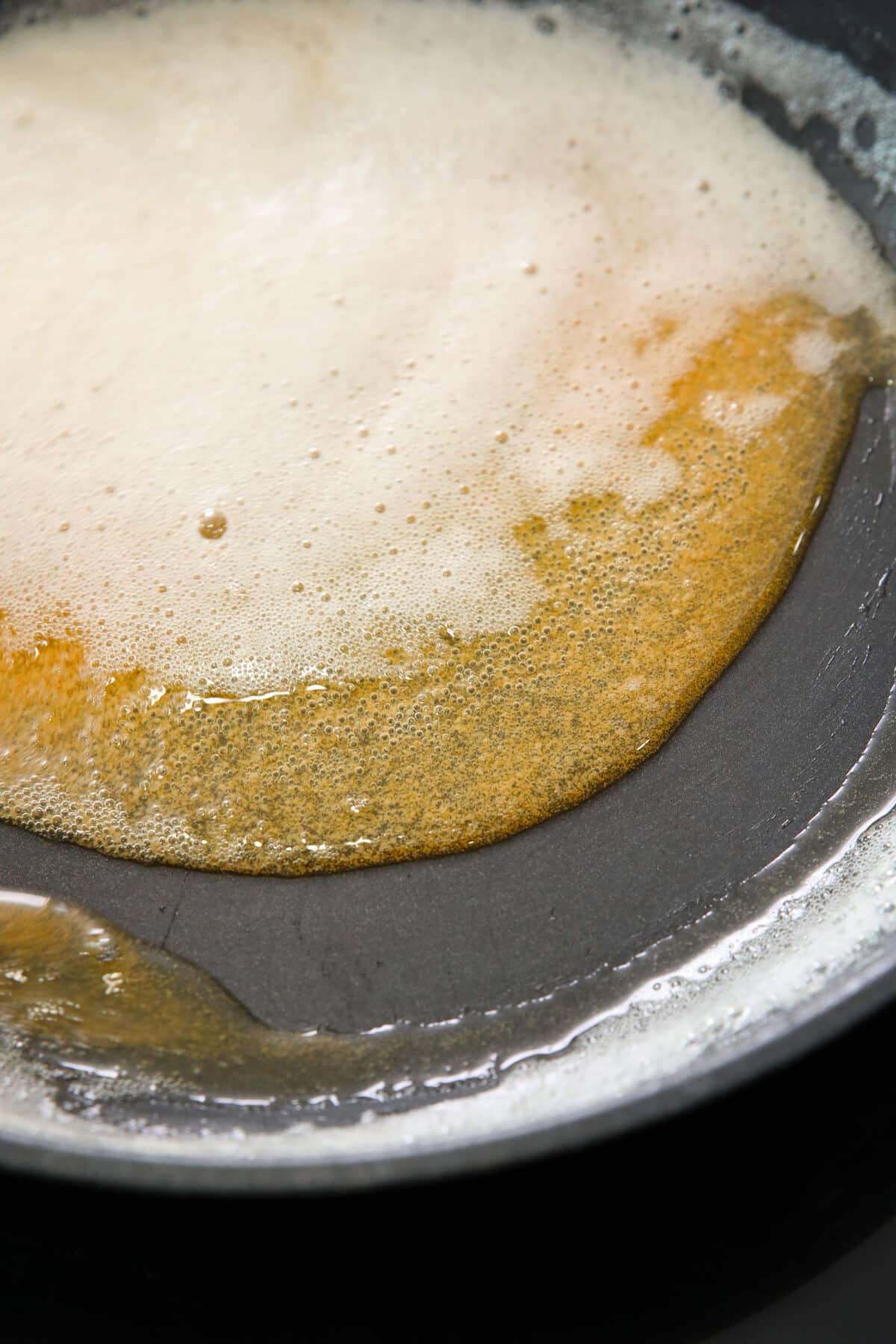 browned butter in a pan