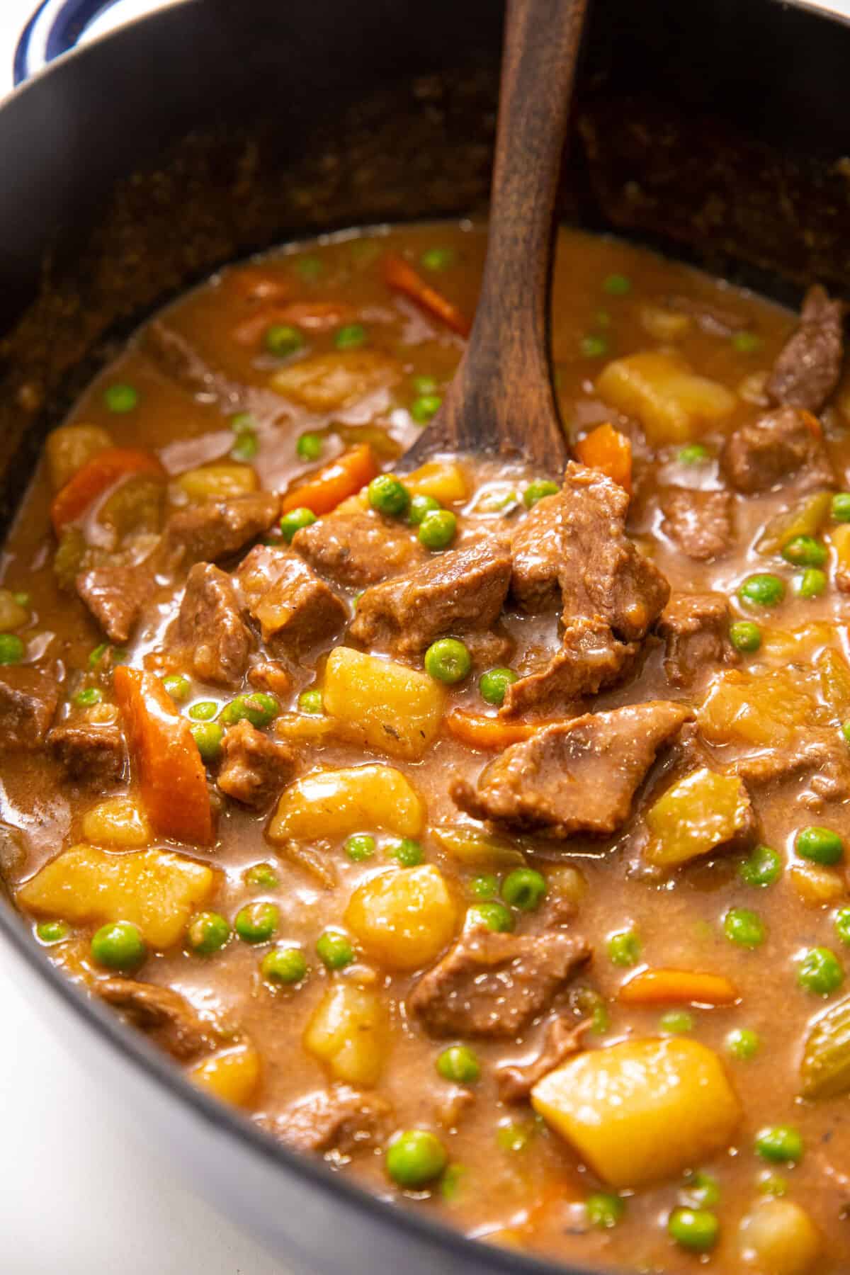 beef stew in a Dutch oven