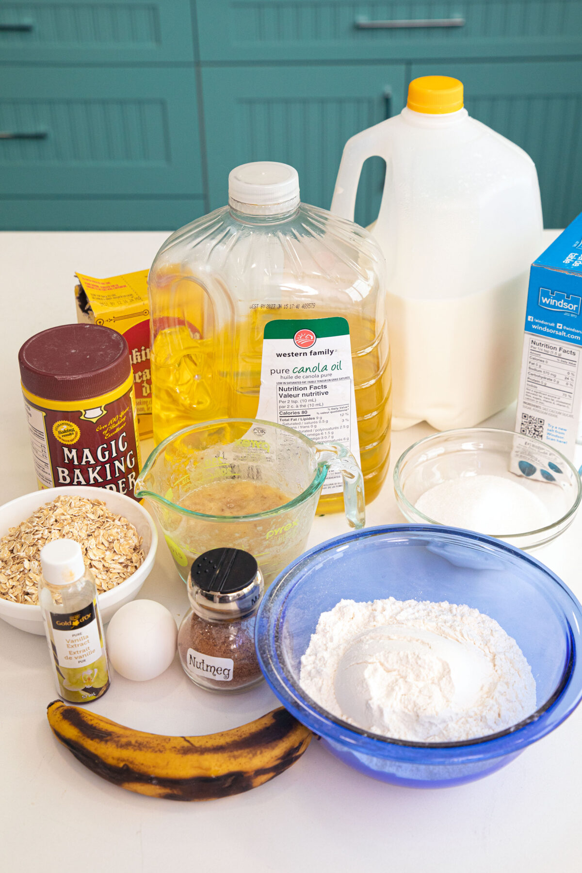 ingredients for banana oatmeal muffins