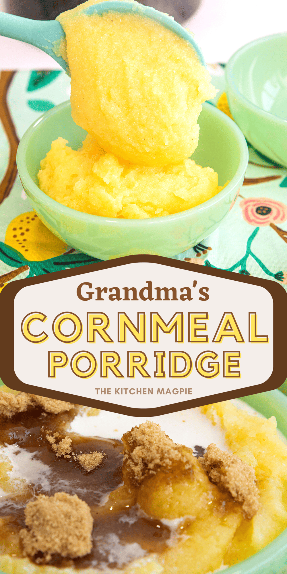 Cornmeal porridge made just like my Grandma made when we stayed out at her farm.  Cheap and easy to make, it's a sweet, filling breakfast!