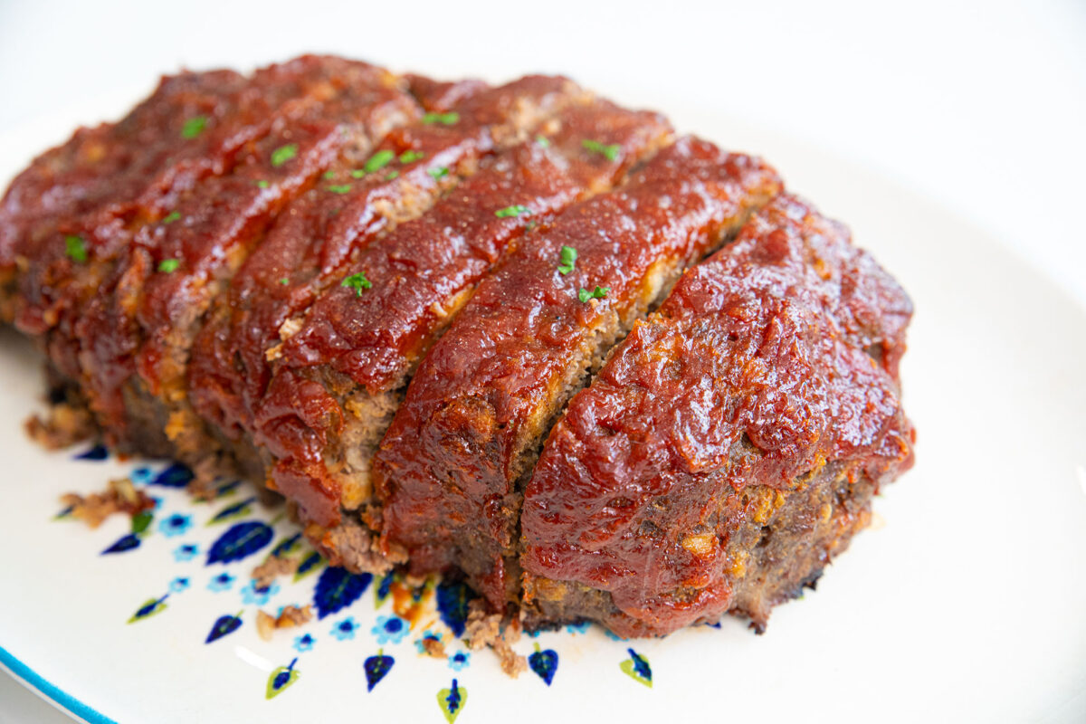 meatloaf sauce on sliced stove top stuffing meat loaf.