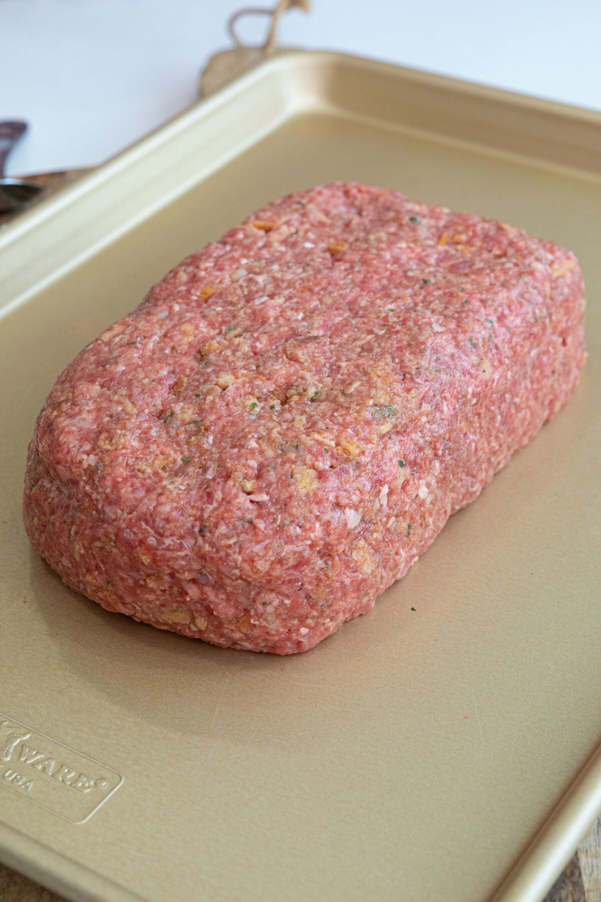 stove top stuffing meatloaf shaped on a pan