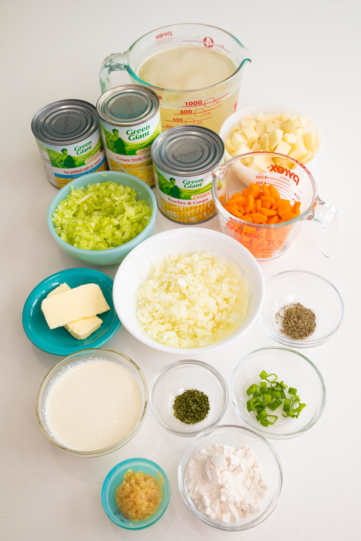 ingredients for creamy corn soup