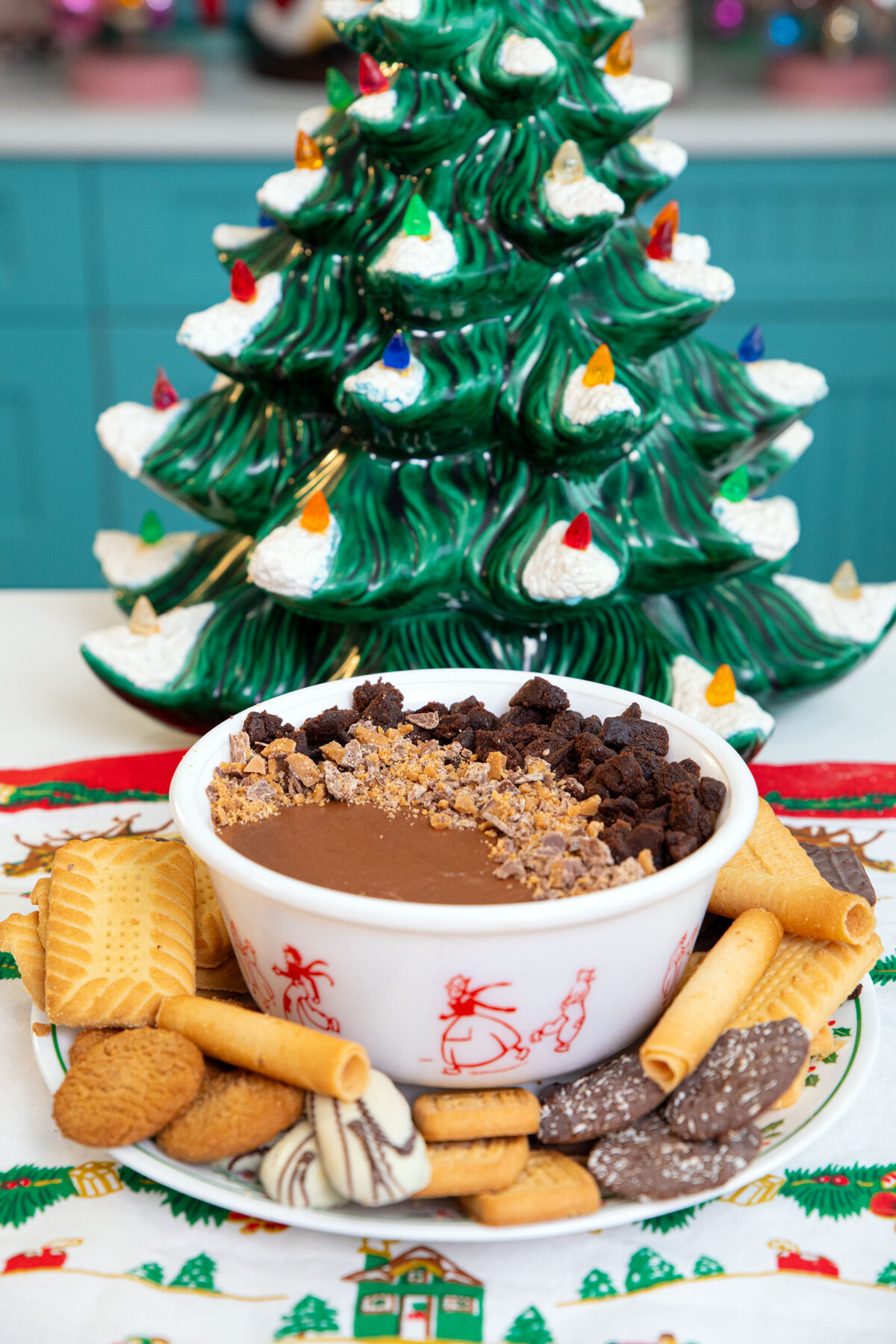 Death by Chocolate Dessert dip on a plate with cookies