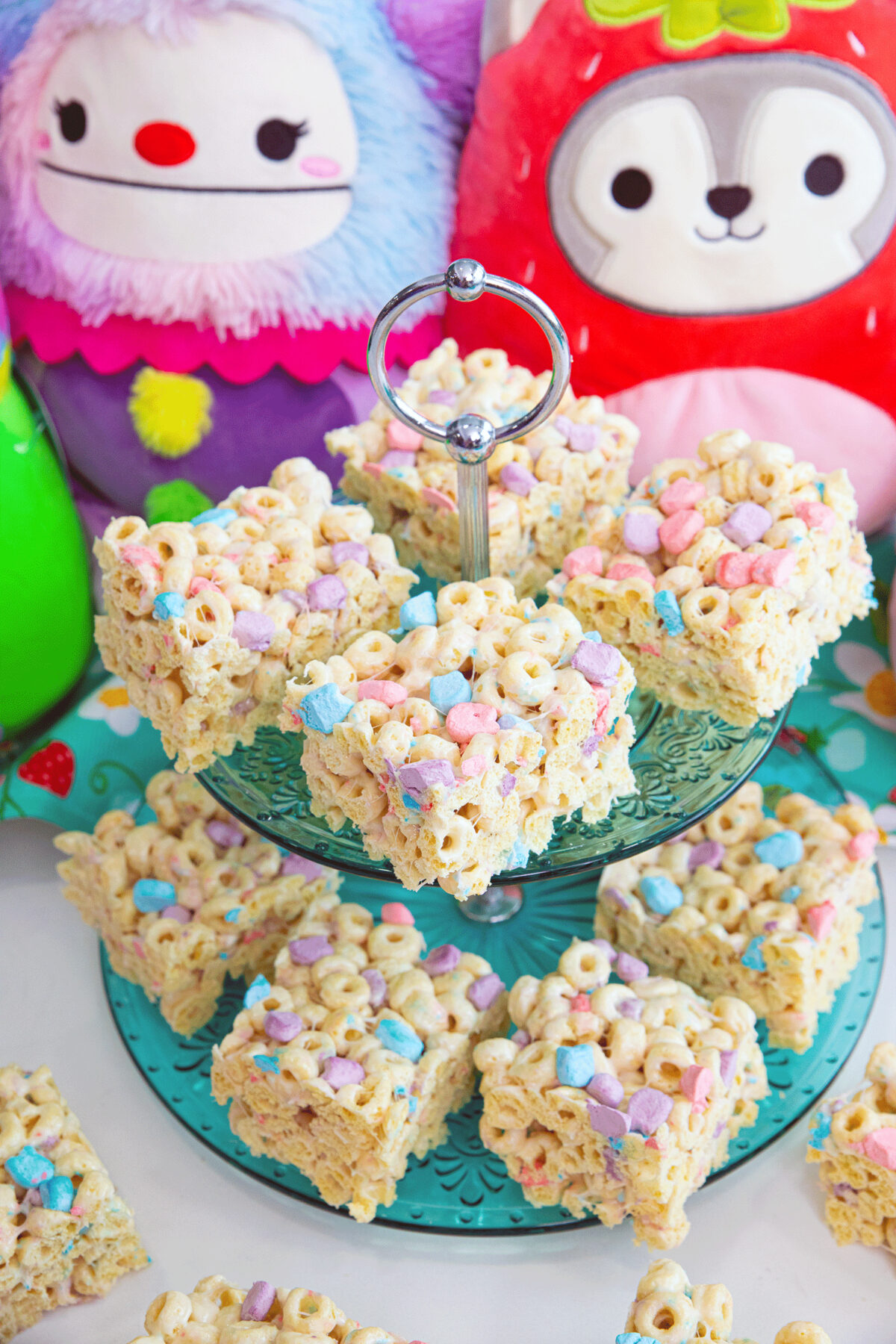 close up of a tray of Squishmallow bars